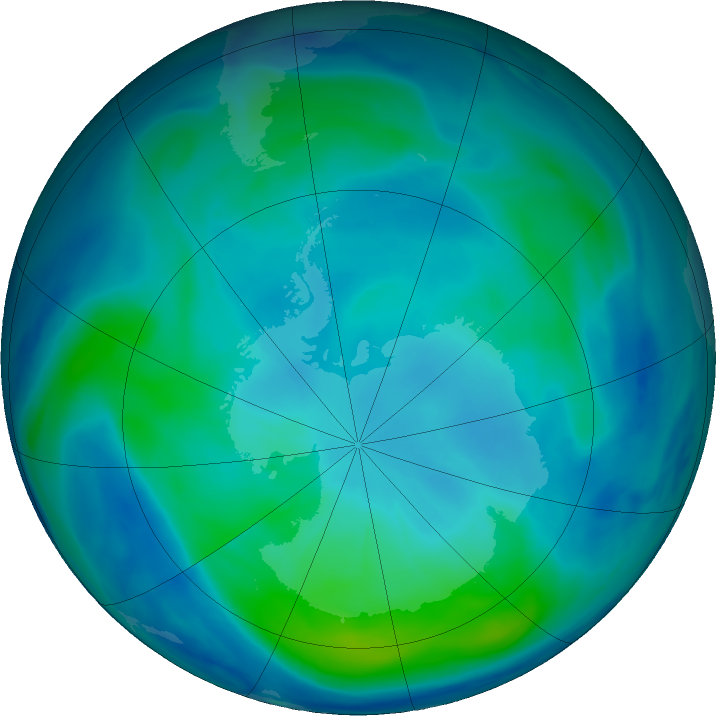 Antarctic ozone map for 05 March 2022